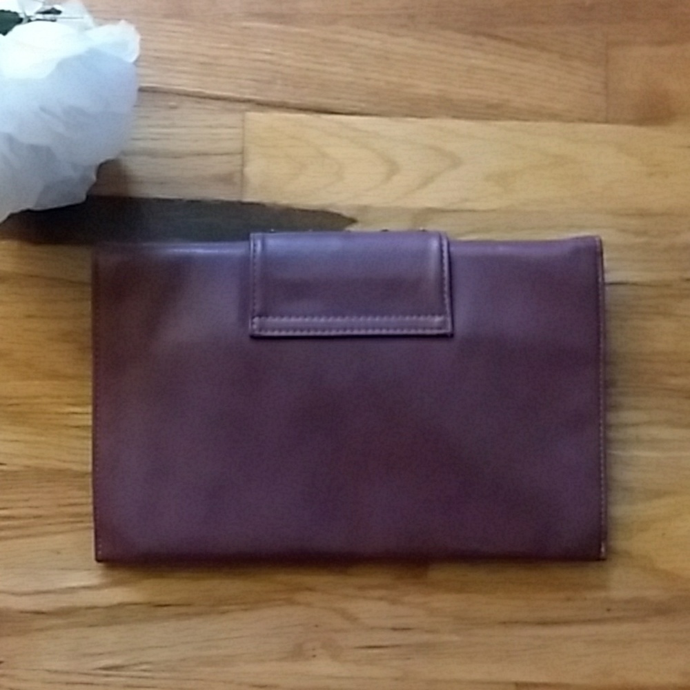 MMS Design Studio Burgundy Envelope Clutch with Gold Pyramid Studs - Picture 8 of 15